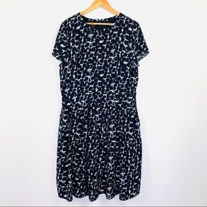 Talbots black gray animal print dress size 18